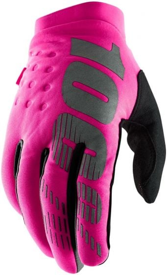 100% Brisker Womens Cold Weather Gloves – Black / Neon Pink